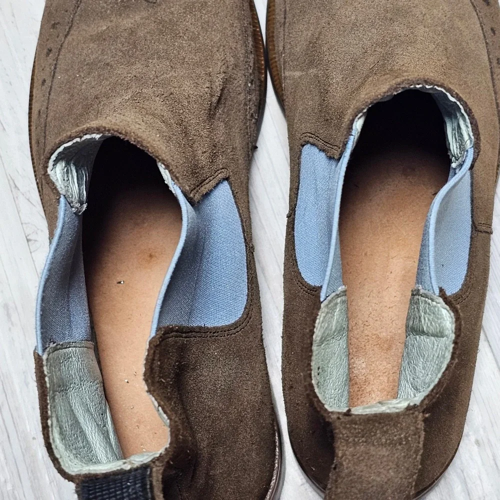 Brown & Blue Suede Brouge Wingtip Chelsea Boots made for Anthropologie by Petrie